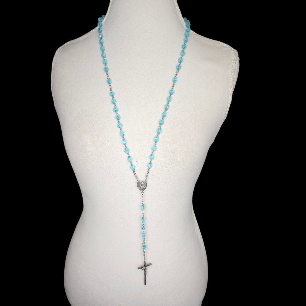 INRI Rosary‎ Necklace Sacred Heart Of Mary Crucifix Prayer Christianity Faith